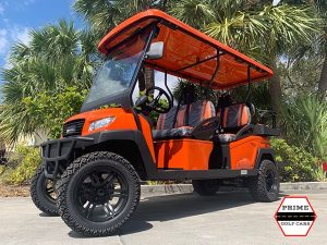 Orange Bintelli Beyond 6 Passenger Lifted Golf Cart golf cart rental on top of the world, on top of the world carts