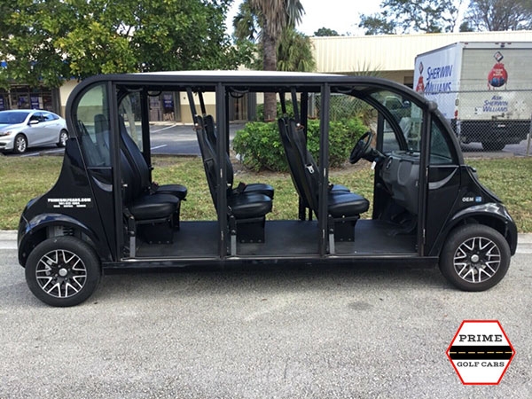 Polaris Gem 6 Passenger Black Golf Cart Rental Without Doors affordable golf cart rental, golf cart rent on top of the world