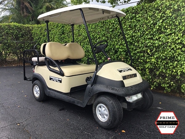 Tan Club Car 4 Passenger Golf Cart affordable golf cart rental, golf cart rent on top of the world