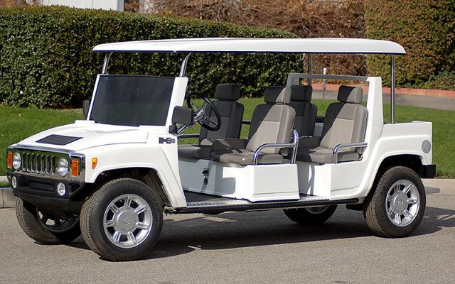 White Hummer Limo Golf Cart affordable golf cart rental, golf cart rent on top of the world