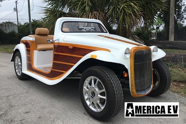 White Woody California Roadster 4 Passenger Golf Cart affordable golf cart rental, golf cart rent on top of the world