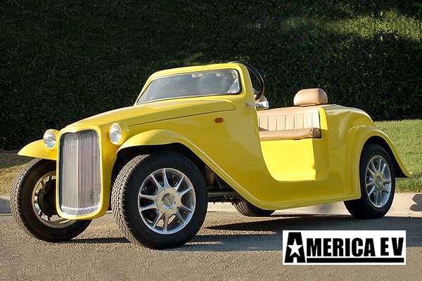 Yellow America EV California Roadster 4 Passenger Golf Cart golf cart rental on top of the world, on top of the world carts