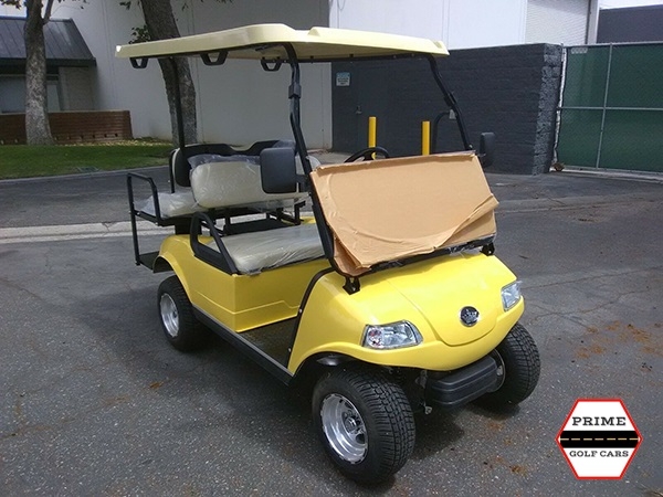 Yellow Evolution 4 Passenger Golf Cart affordable golf cart rental, golf cart rent on top of the world