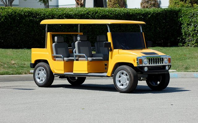 Yellow Hummer Limo Golf Cart affordable golf cart rental, golf cart rent on top of the world